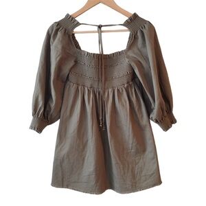 NWT-Free People This is Everything Hunter Green Smocked Mini Dress Size XS